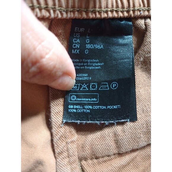 H&M Men Large Regular Fit Mid Length Pull On Drawstring Elastic Light Brown Shor - Picture 4 of 9